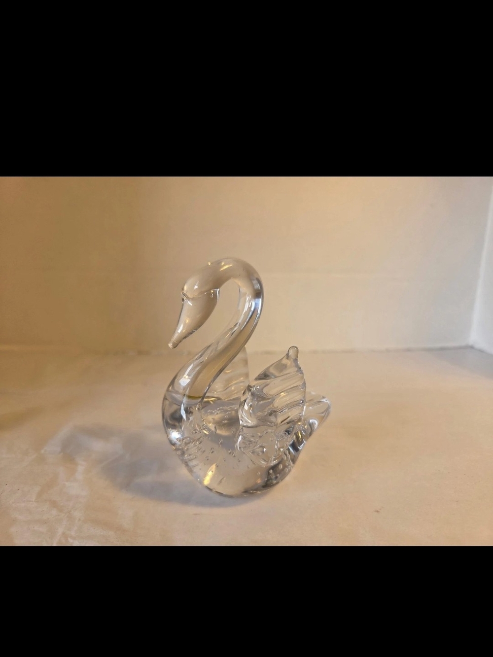 Clear Glass Swan Figurine Decorative Home Art